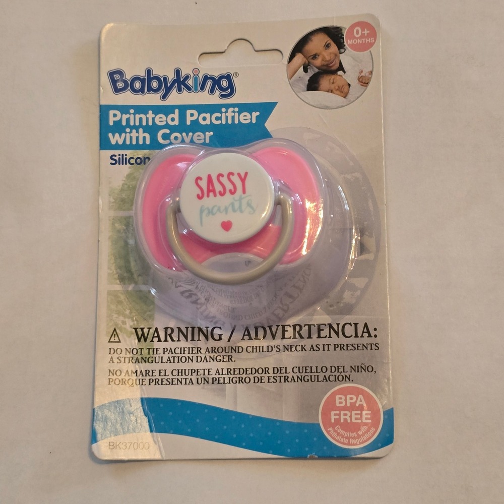 Babyking Sassy Pants Printed Pacifier with‎ Cover Girls 0+ Months Pink Heart BPA